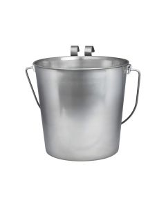 Indipets Heavy Duty Stainless Steel Flatside Pail w/Hooks 2 qt.