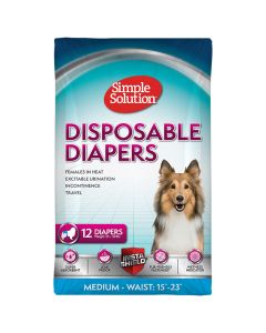 Simple Solution Disposable Diapers for Dogs Medium 12 pack