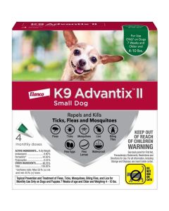 K9 Advantix II Flea & Tick Topical for Dogs Under 10 lbs. 4 Pack