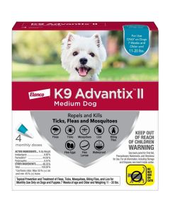 K9 Advantix II Flea & Tick Topical for Dogs 11 - 20 lbs. 4 Pack