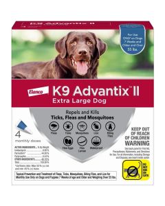 K9 Advantix II Flea & Tick Topical for Dogs Over 55 lbs. 4 Pack