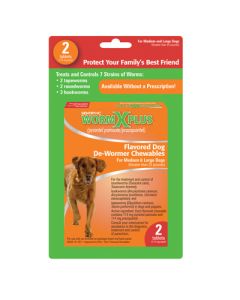 WormX Plus Dog De-Wormer Chewables For Large Dogs 25lbs and up 2 ct.