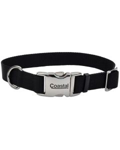 Coastal Adjustable Dog Collar with Metal Buckle Black 3/4" x 14"-20"