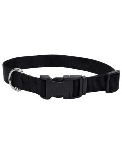 Coastal Adjustable Dog Collar with Plastic Buckle Black 3/8" x 8"-12"