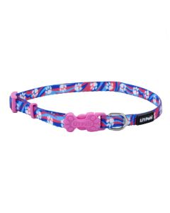 Coastal Li'l Pals Light Blue with Paw Print Adjustable Patterned Dog Collar 3/8" X 8"-12"