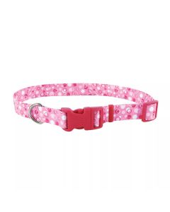 Coastal Adjustable Styles Dog Collar with Buckle Polka Dot Pink 3/4” x 14”-20”