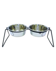 Indipets Stainless Steel Double Diner w/ Bowls 1 pint