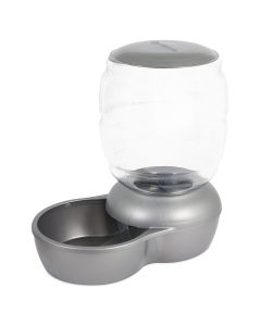 Petmate Replendish Feeder with Microban Pearl Silver Gray Small