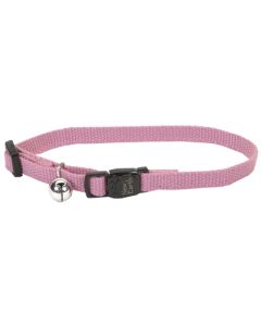 New Earth Soy Adjustable Cat Collar With Bell Rose Pink 3/8" x 8-12"