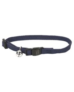 New Earth Soy Adjustable Cat Collar With Bell Indigo Blue 3/8" x 8-12"