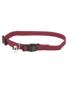 Coastal New Earth Soy Adjustable Cat Collar With Bell Cranberry 3/8" x 8-12"