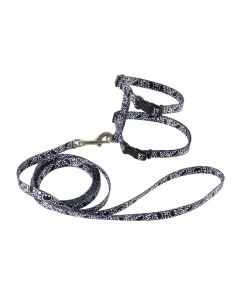 Coastal Figure "H" Fashion Adjustable Cat Harness & 6' Leash Combo Black Skulls