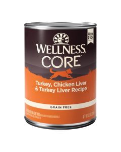Wellness Core Grain Free Turkey, Chicken Liver & Turkey Liver Formula Canned Dog Food 12.5 oz.