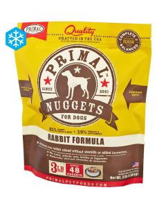 Primal Raw Frozen Nuggets for Dogs Rabbit Formula 3 lbs
