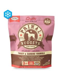 Primal Wholesome Raw Nuggets for Dogs Turkey & Sardine Formula 3 lb.