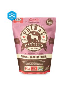 Primal Wholesome Raw Patties for Dogs Turkey & Sardine Formula 6 lb.
