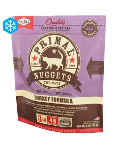 Primal Raw Frozen Nuggets for Cats Turkey Formula 3 lbs