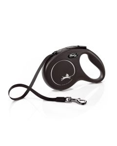 Flexi Classic Retractable Tape Leash Black 16 ft For Small Dogs up to 33 lbs