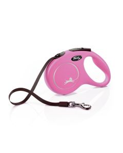 Flexi Classic Retractable Tape Leash Pink 16 ft For Small Dogs up to 33 lbs