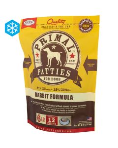 Primal Raw Frozen Patties for Dogs Rabbit Formula 6 lbs