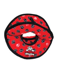 Tuffy Ultimate 4WayRing Red Paws Dog Toy