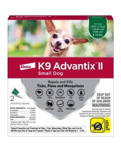 K9 Advantix II Flea & Tick Topical for Dogs Under 10 lbs. 2 Pack
