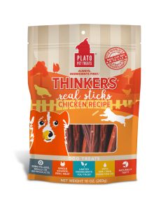 Plato Pet Treats Thinkers Real Sticks Chicken Recipe Dog Treats 10 oz.