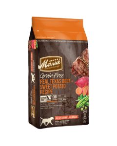 Merrick Grain free Real Texas Beef & Sweet Potato Recipe Dry Dog Food 12 lbs.