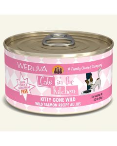 WERUVA Cats in the Kitchen Kitty Gone Wild – Wild Salmon Recipe Au Jus Canned Cat Food 3.2 oz