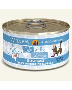 WERUVA Cats in the Kitchen Splash Dance - Chicken & Ocean Fish Recipe Au Jus Canned Cat Food 3.2 oz