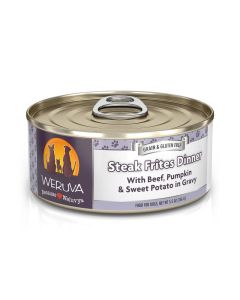 WERUVA Steak Frites Dinner with Beef, Pumpkin & Sweet Potato in Gravy Dog Food 5.5 oz.
