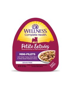 Wellness Petite Entrees Mini-Filets Tender Turkey, Green Beans & White Sweet Potatoes W/Gravy 3oz