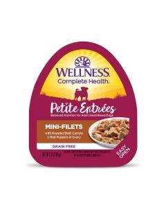 Wellness Petite Entrees Mini-Filets Roasted Beef, Carrots & Red Peppers in Gravy Dog Food 3oz Tub