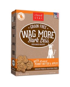 Cloud Star Wag More Bark Less Grain Free Oven-Baked Biscuits Peanut with Butter & Apples 14 oz.