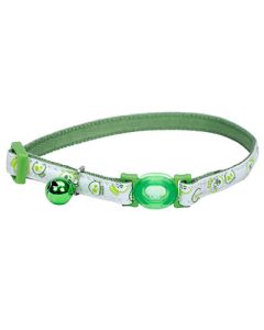 Coastal Safe Cat Glow in the Dark Adjustable Breakaway Collar Lime Skulls
