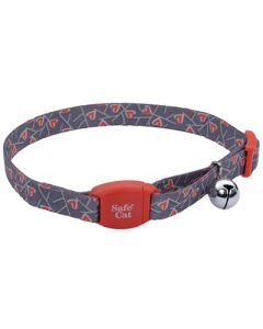 Coastal Safe Cat Adjustable Breakaway Collar with Magnetic Buckle 3/8" X 8"-12"  Salmon Heart