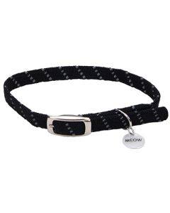 Coastal ElastaCat Reflective Safety Stretch Collar with Reflective Charm Black