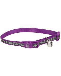 Coastal Lazer Brite Reflective Adjustable Breakaway Cat Collar Purple Animal Print