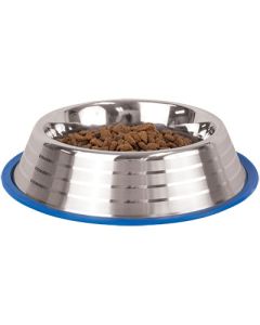 Indipets Sliver Stripes Non-Tip Stainless Steel Dish 96 oz.
