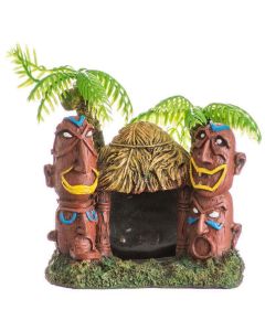 Blue Ribbon Exotic Environments Betta Hut with Two Palm Trees Aquarium Ornament