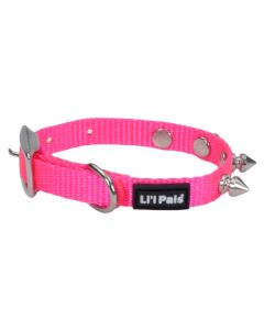 Coastal Lil� Pals Spiked Nylon Dog Collar Neon Pink 3/8" x 8"