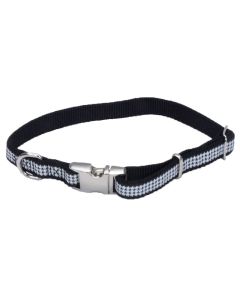 Coastal Pet Attire Ribbon Adjustable Nylon Houndstooth Dog Collar 5/8" x 12"-18"
