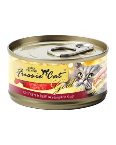 Fussie Cat Gold Super Premium Grain Free Chicken & Beef in Pumpkin Soup 2.82oz Can