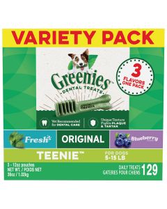 Greenies Variety Pack Teenie for Dogs 5-15 lbs. 36 oz.