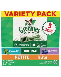 Greenies Variety Pack Petite for Dogs 15-25 lbs. 36 oz.