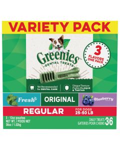Greenies Variety Pack Regular for Dogs 25-50 lbs. 36 oz.
