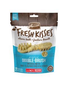 Merrick Fresh Kisses All Natural Double-Brush Dental Treat Mint 10 oz Medium (10ct)