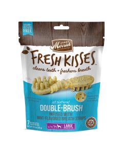 Merrick Fresh Kisses All Natural Double-Brush Dental Treat Mint 10 oz Large (7ct)