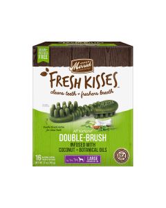 Merrick Fresh Kisses All Natural Double-Brush Dental Coconut/Botanicals Pantry Box Lg 16ct