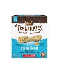 Merrick Fresh Kisses All Natural Double-Brush Dental Treat Mint Pantry Box Medium (22ct)